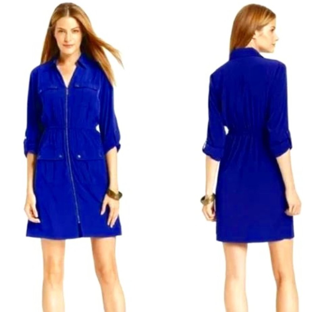 Alfani zipper dress Royal Blue with silver zipper and snap accents 8 RGUC